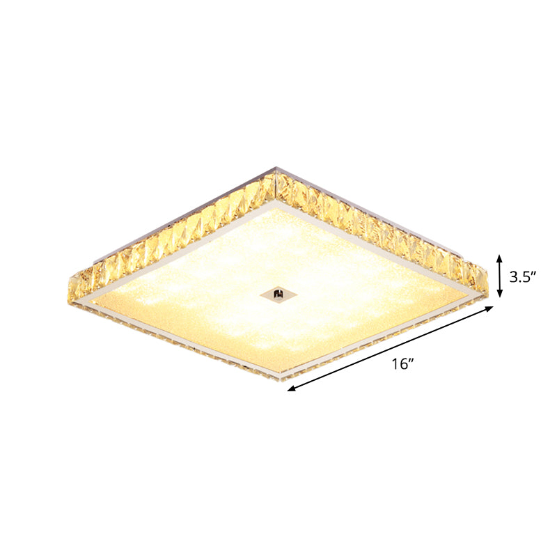 Modern Chrome Crystal LED Flush Mount Ceiling Light - Round/Square Design for Bedroom Lighting