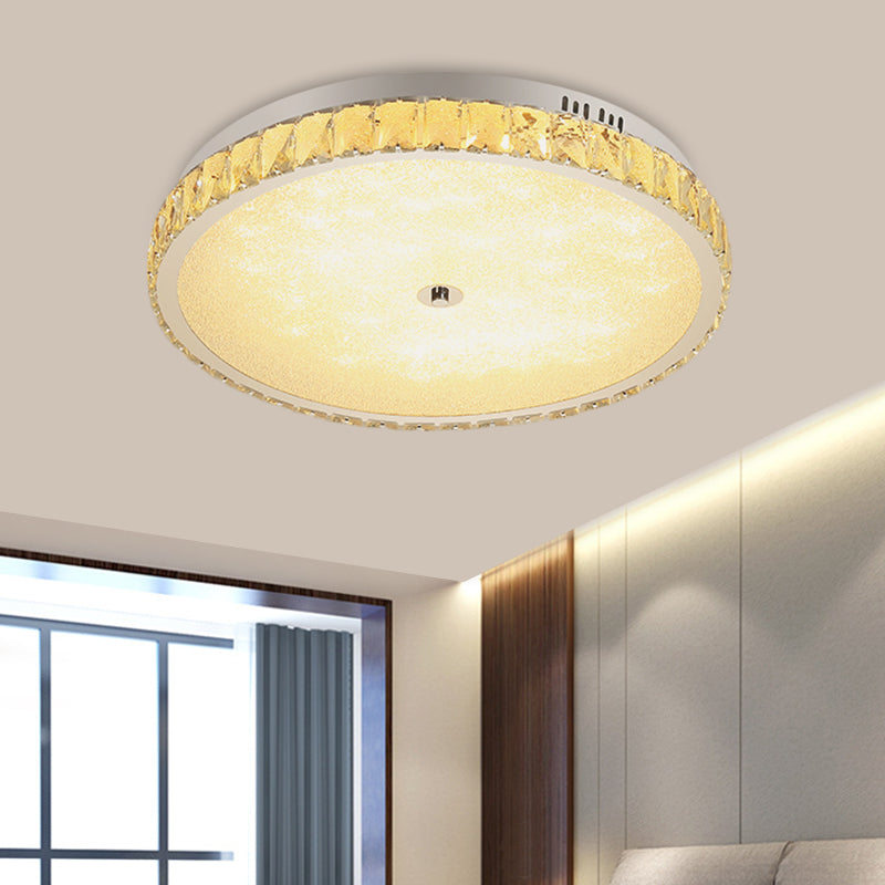 Modern Chrome Crystal LED Flush Mount Ceiling Light - Round/Square Design for Bedroom Lighting