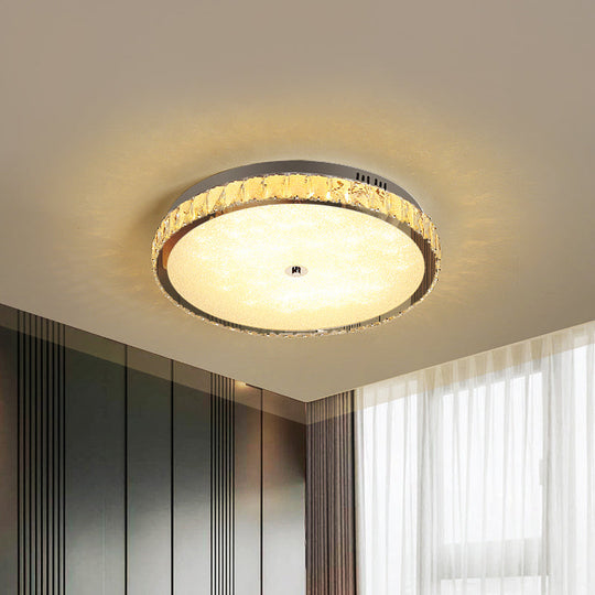 Modern Chrome Crystal LED Flush Mount Ceiling Light - Round/Square Design for Bedroom Lighting