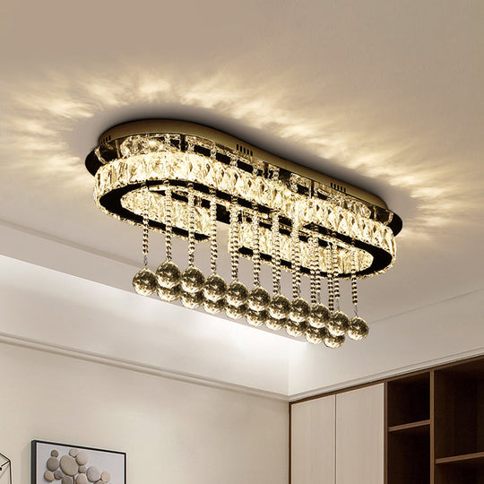 Modern LED Chrome Flush Mount Ceiling Light with Crystal Accents