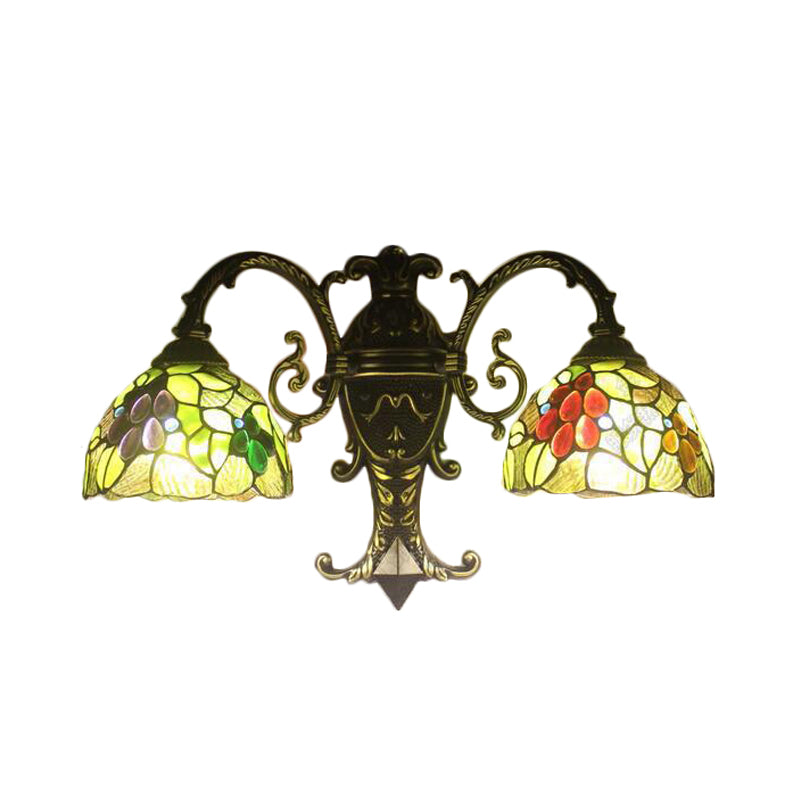 Rustic Green Fruit Design Dome Wall Sconce Light - 2 Lights Perfect For Dining Room