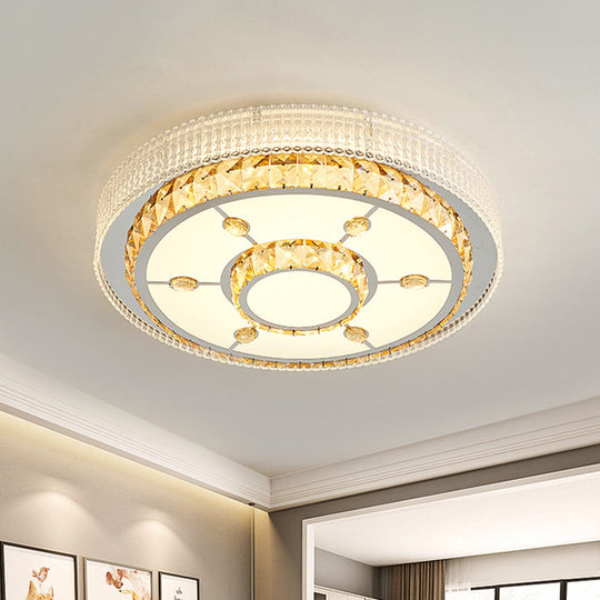 Modern LED Ceiling Lamp with Crystal Flower/Round Cut Design - Chrome Flush Mount for Bedroom