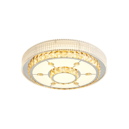 Modern LED Ceiling Lamp with Crystal Flower/Round Cut Design - Chrome Flush Mount for Bedroom