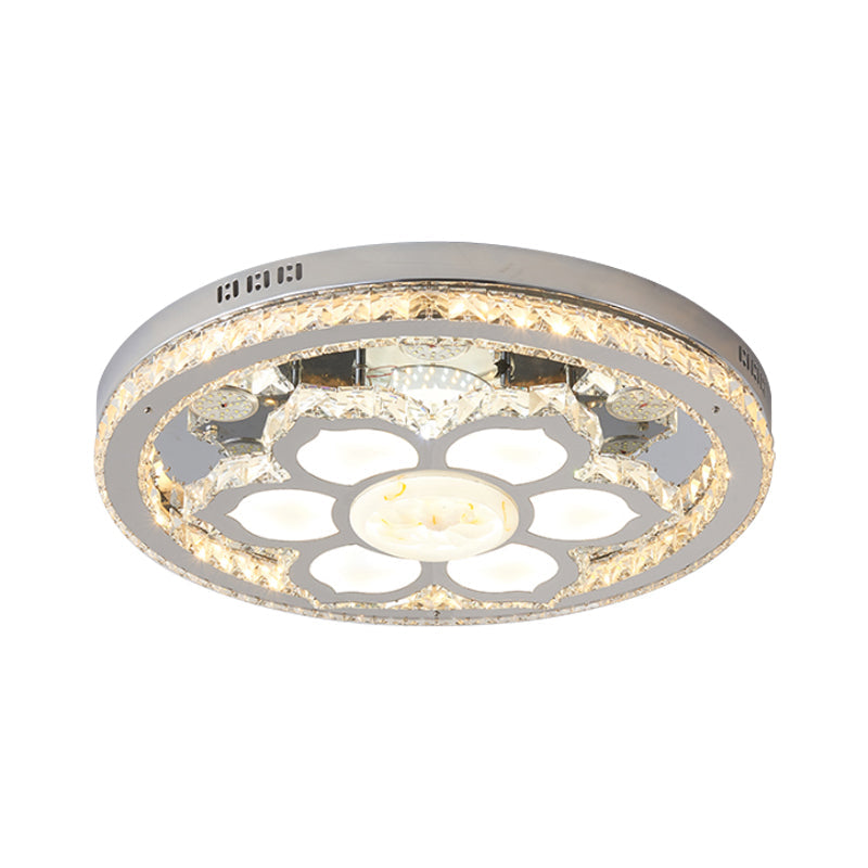 Lotus Crystal Led Flush Mount Lamp - Minimalistic Stainless-Steel Ceiling Lighting