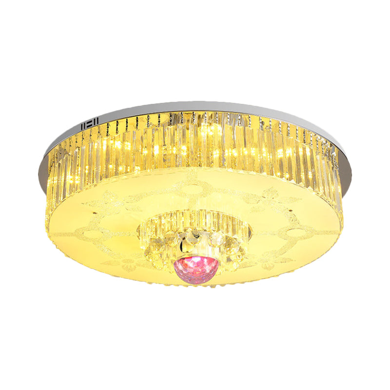 Modern Chrome LED Crystal Flush Mount Light Fixture for Parlor Ceiling - Rectangular Shape