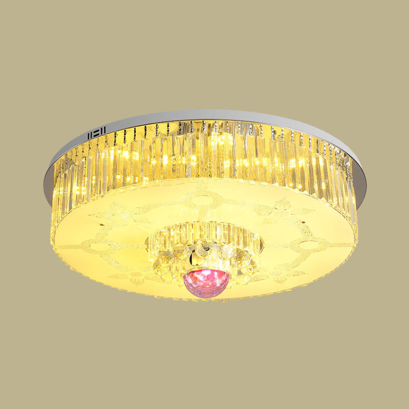 Modern Chrome LED Crystal Flush Mount Light Fixture for Parlor Ceiling - Rectangular Shape