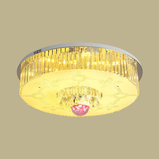 Modern Chrome LED Crystal Flush Mount Light Fixture for Parlor Ceiling - Rectangular Shape