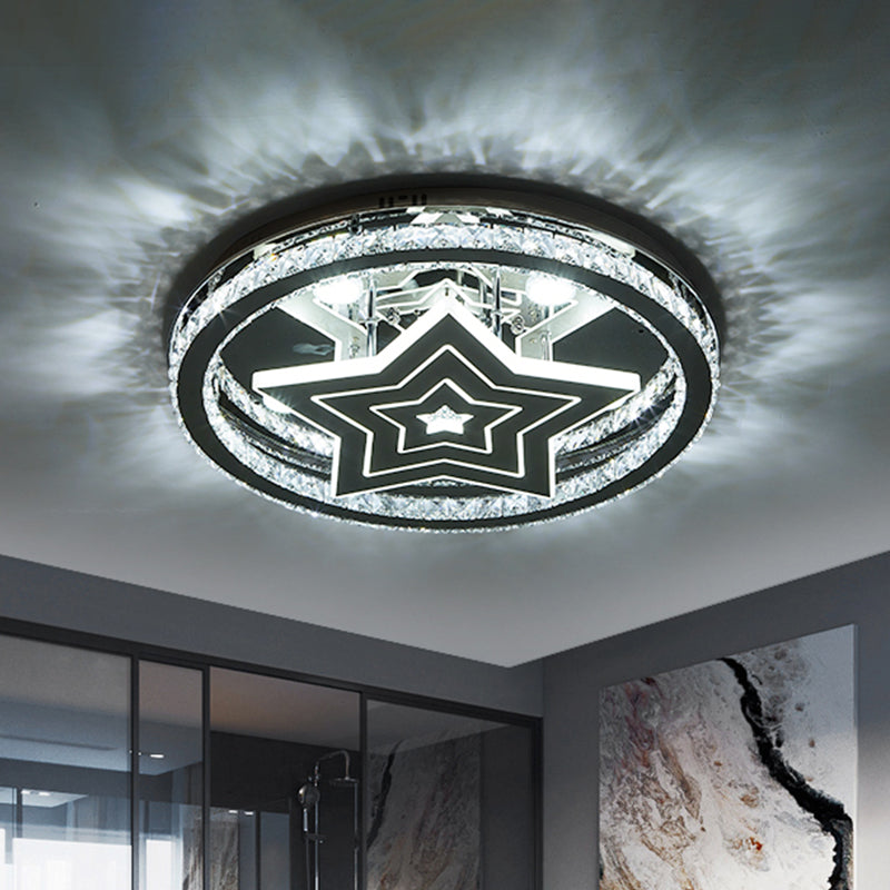 Modern LED Crystal Star Flush Mount Ceiling Light- Chrome Finish