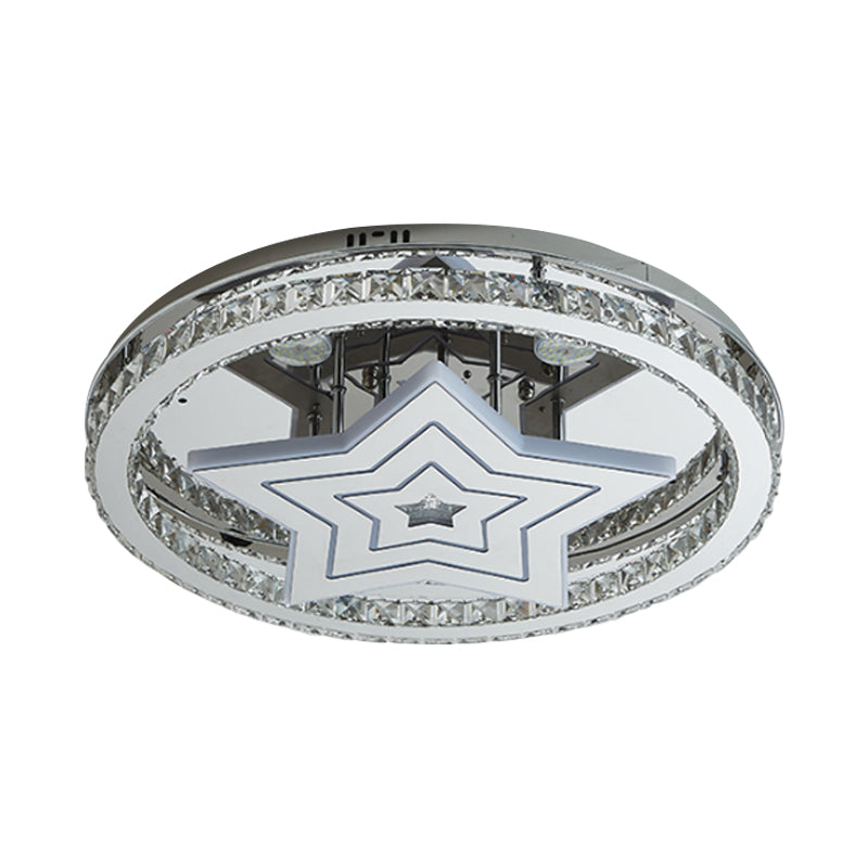 Modern LED Crystal Star Flush Mount Ceiling Light- Chrome Finish