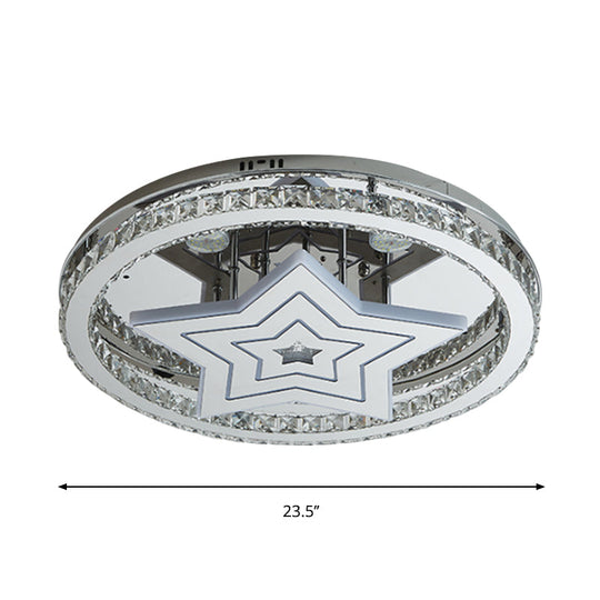 Modern LED Crystal Star Flush Mount Ceiling Light- Chrome Finish