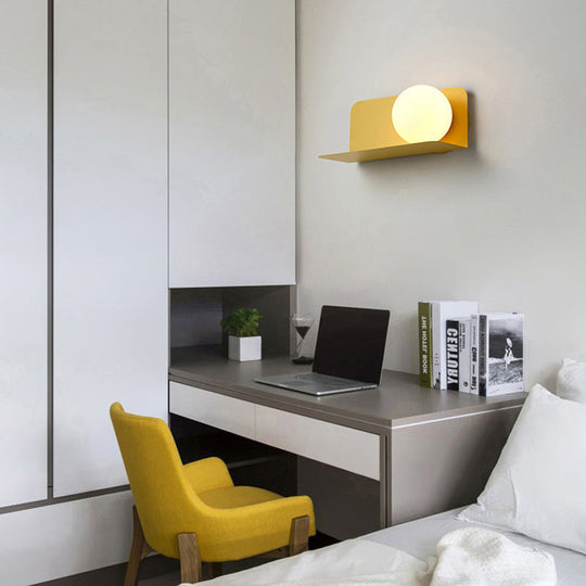 Nordic Style White Globe Wall Light With Frosted Glass For Study Room & Child Bedroom Yellow / 14