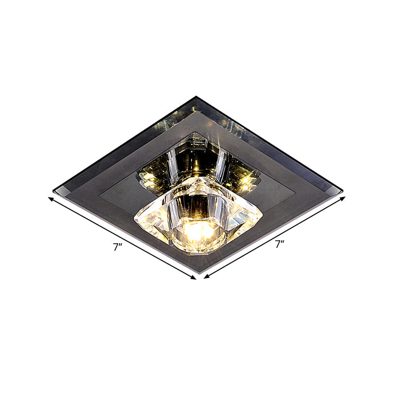 Contemporary LED Square Flushmount Light with Clear Crystals - Black, Ideal for Corridor Ceiling Lighting"

This revised product title maintains the relevant keywords for SEO while also providing a concise and clear description of the product.