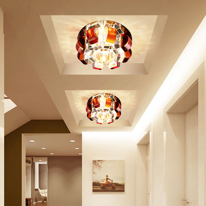 Plafonnier LED moderne en forme de fleur pour salon - Cristal beige