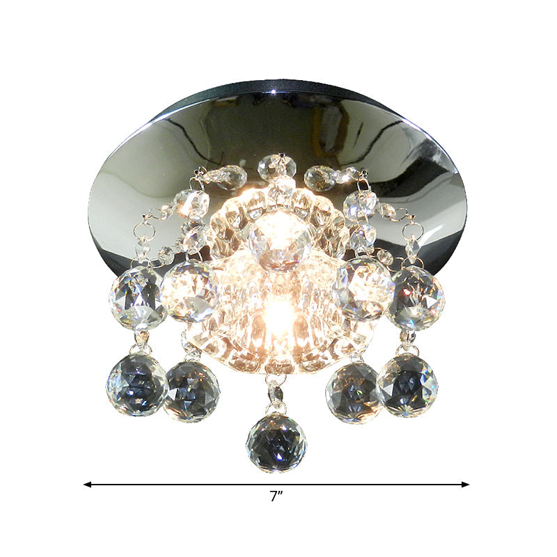 Modernist Clear Crystal LED Chrome Semi Flush Mount Light for Corridor