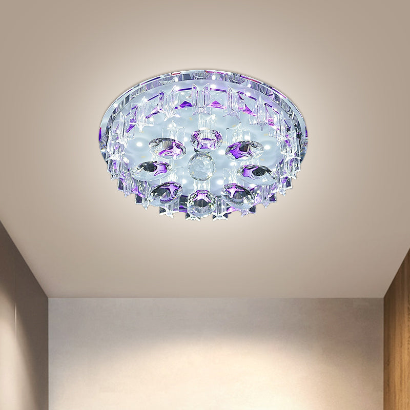 Plafonnier LED contemporain en cristal pour couloir en violet/café - Lumière chaude/blanche