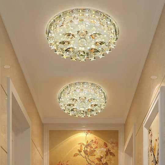 Contemporary Crystal Hallway Led Ceiling Lamp In Purple/Coffee - Warm/White Light Coffee / Warm