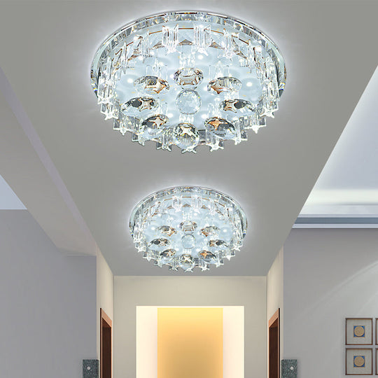 Contemporary Crystal Hallway Led Ceiling Lamp In Purple/Coffee - Warm/White Light