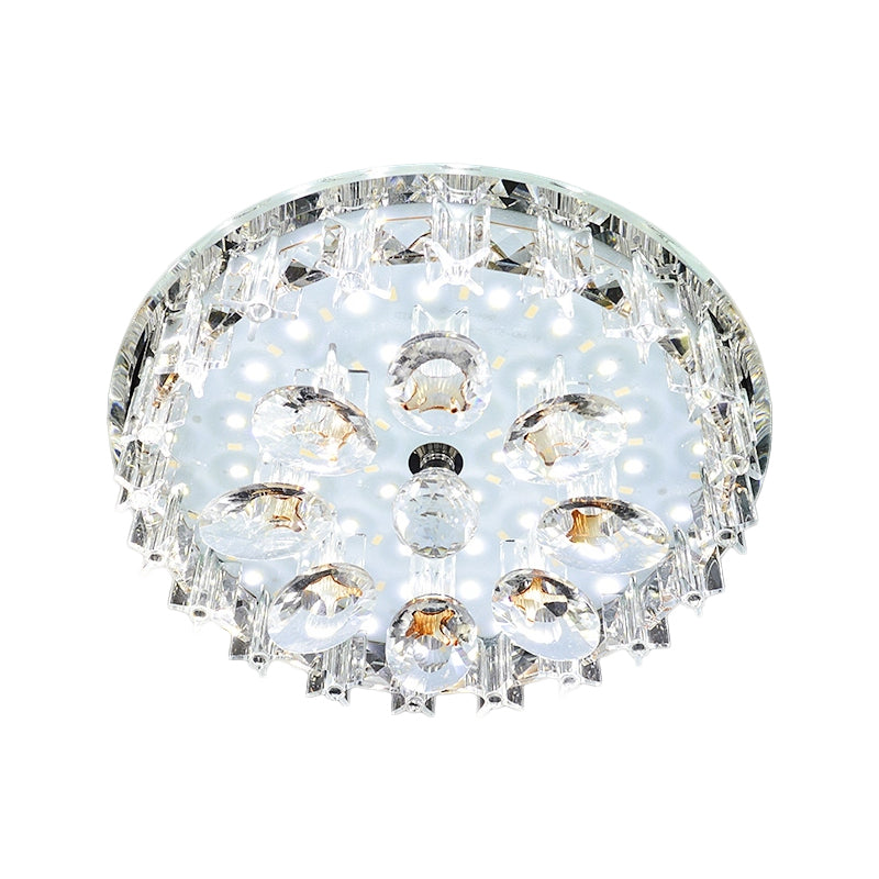 Contemporary Crystal Hallway Led Ceiling Lamp In Purple/Coffee - Warm/White Light