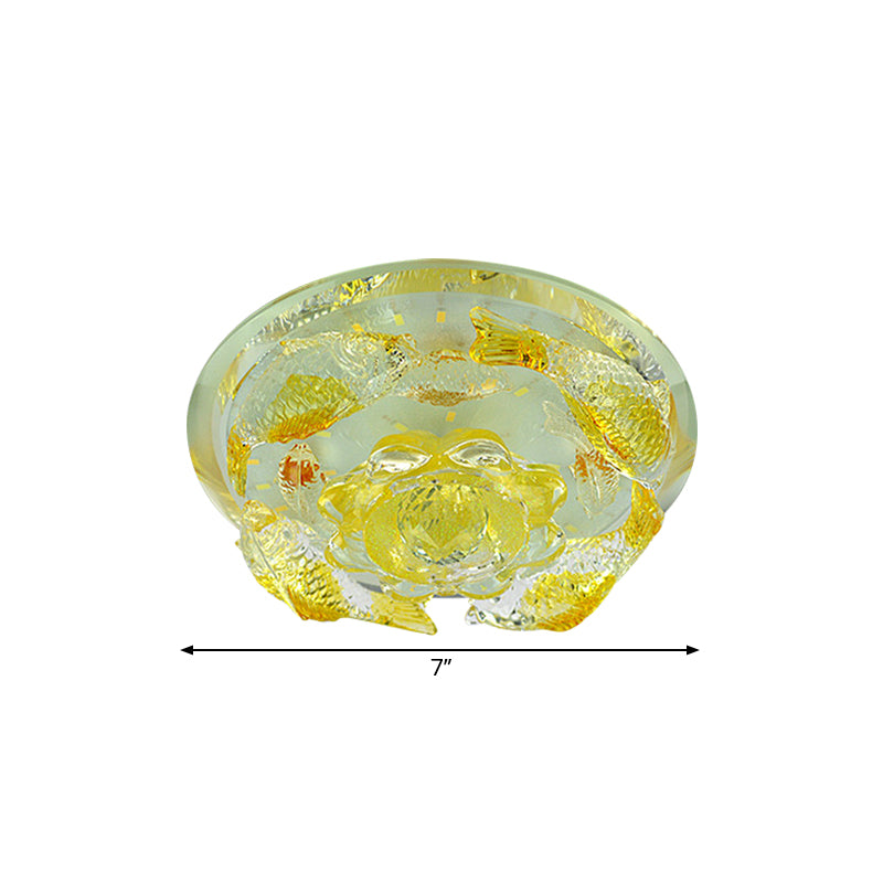 Contemporary Led Floral Crystal Ceiling Light - Warm/White Flush Mount