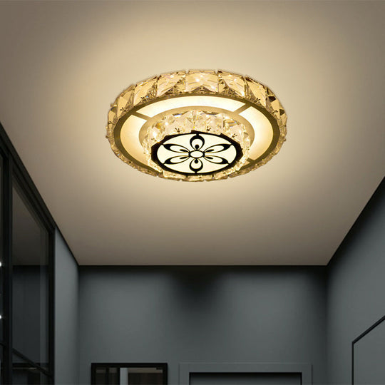 Modernist Flush Mount LED Crystal Ceiling Light in White with Flower Pattern, Warm/White Light