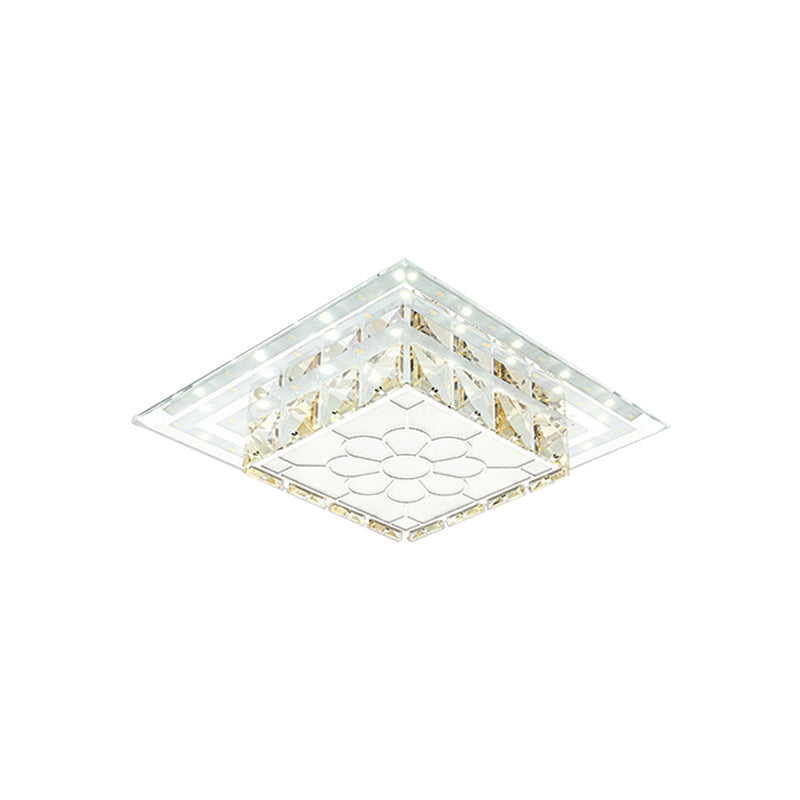 Crystal LED Flush Mount Hallway Lamp with Floral Pattern in Warm/White Light