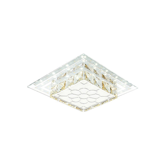 Crystal LED Flush Mount Hallway Lamp with Floral Pattern in Warm/White Light