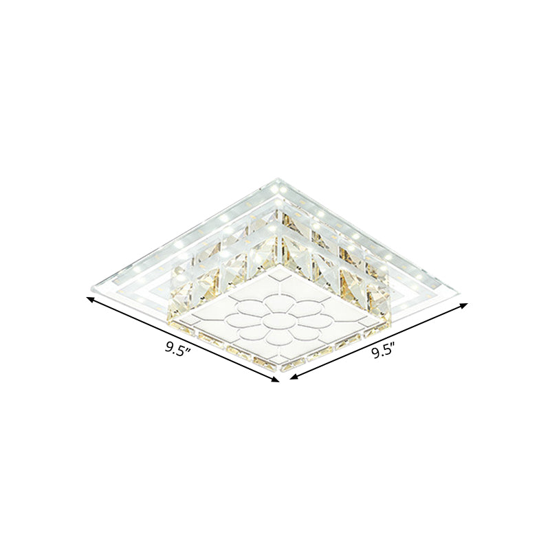 Crystal LED Flush Mount Hallway Lamp with Floral Pattern in Warm/White Light