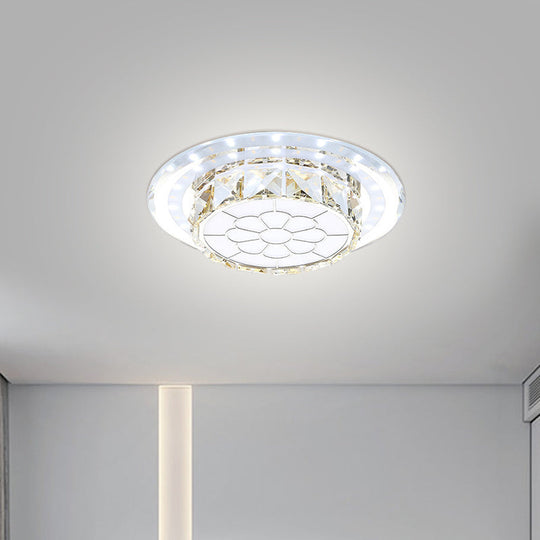 Crystal LED Flush Mount Hallway Lamp with Floral Pattern in Warm/White Light