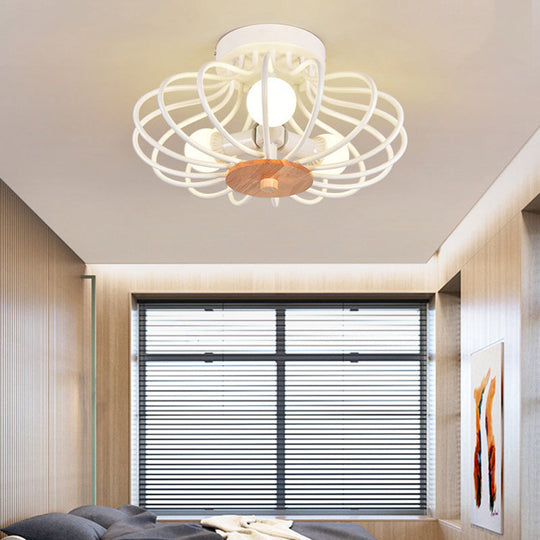 Melon Cage Metal Ceiling Light for Restaurant Stairway - Contemporary Flush Mount Design