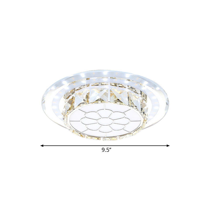 Crystal LED Flush Mount Hallway Lamp with Floral Pattern in Warm/White Light