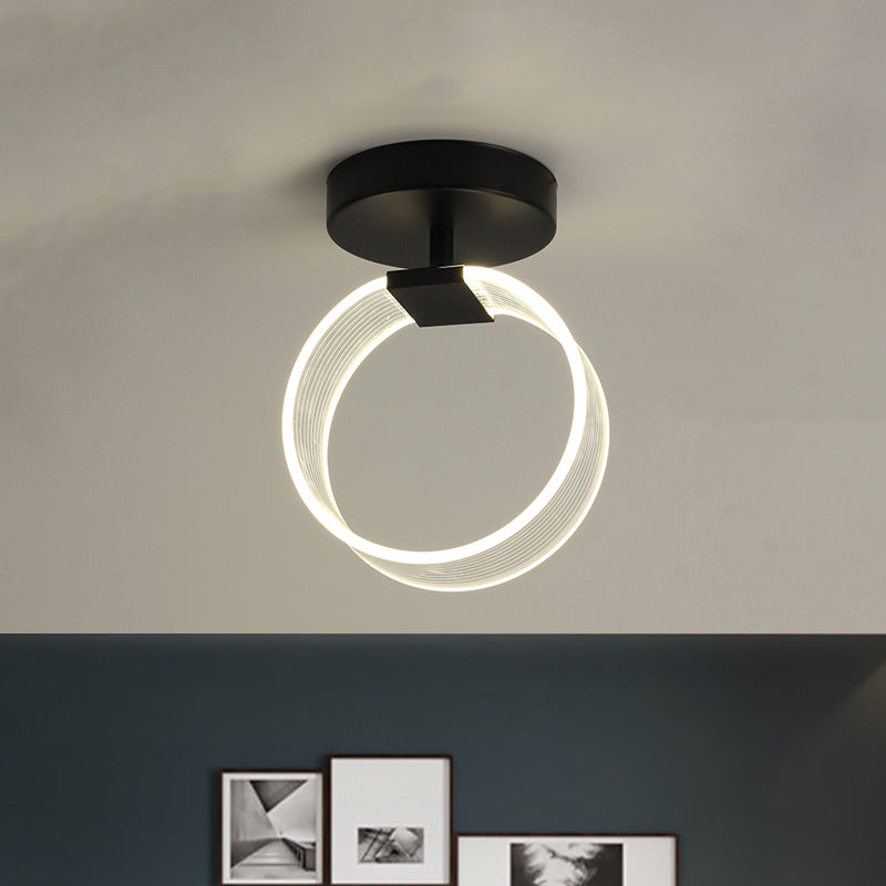 Modern Led Corridor Ceiling Lamp - Black/Gold Semi Flush Mount With Acrylic Shade