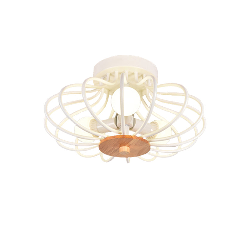 Melon Cage Metal Ceiling Light for Restaurant Stairway - Contemporary Flush Mount Design