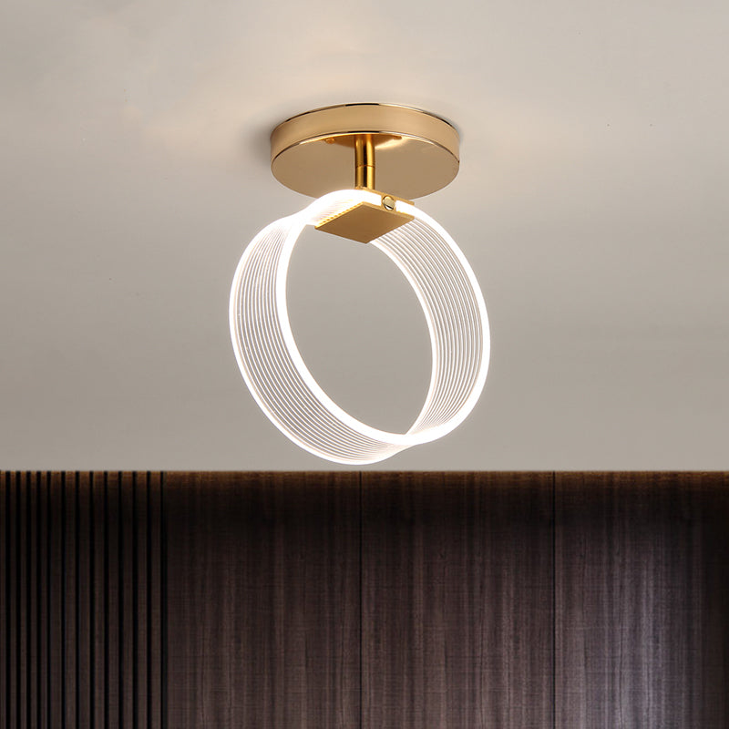 Modern Led Corridor Ceiling Lamp - Black/Gold Semi Flush Mount With Acrylic Shade