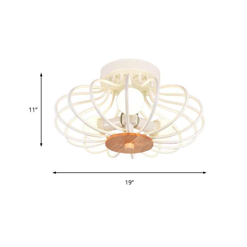 Melon Cage Metal Ceiling Light for Restaurant Stairway - Contemporary Flush Mount Design