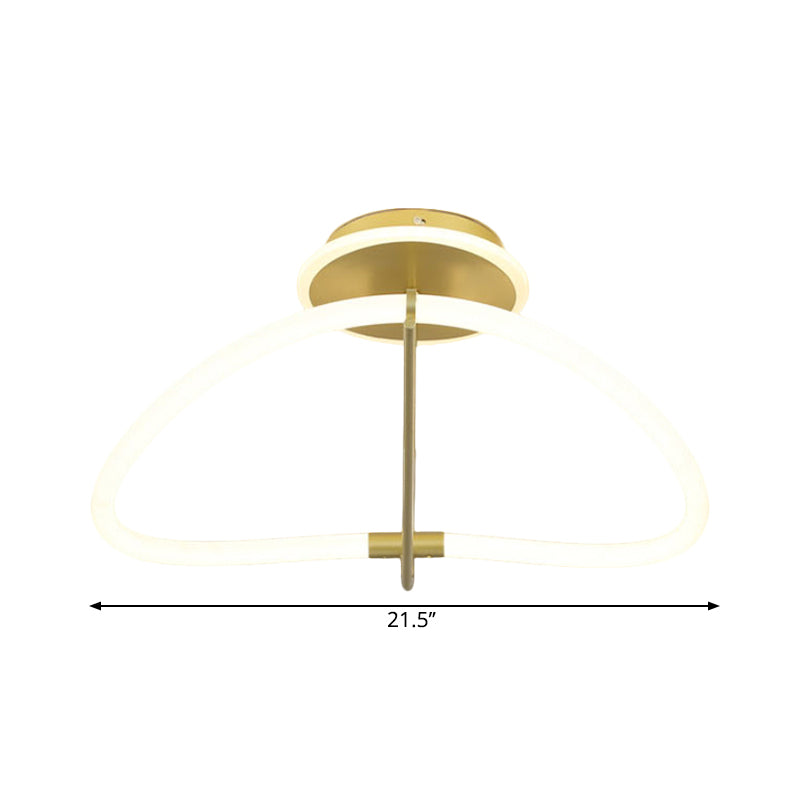 Contemporary Led Gold Ring Ceiling Light - Ideal For Bedroom Semi Flush Mount