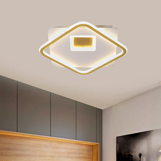 Modern Flush Mount Ceiling Light Fixture In Gold With Acrylic Led 16.5/20.5 Width / 16.5