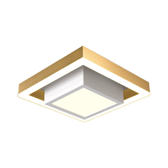 Contemporary Black/Gold Led Flush Mount Ceiling Lamp - Aluminum 2-Tier Square Design Warm/White