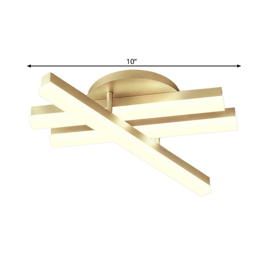 Minimal Acrylic LED Gold Linear Flush Mount Ceiling Light for Bedroom - Warm/White Lighting Fixture