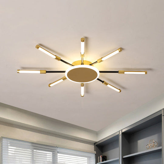 Minimalist Gold Sputnik Semi Mount Led Ceiling Lamp Warm/White Light 23.5/39 Width