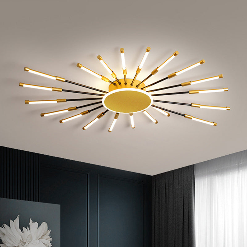 Minimalist Gold Sputnik Semi Mount Led Ceiling Lamp Warm/White Light 23.5/39 Width / 39 White