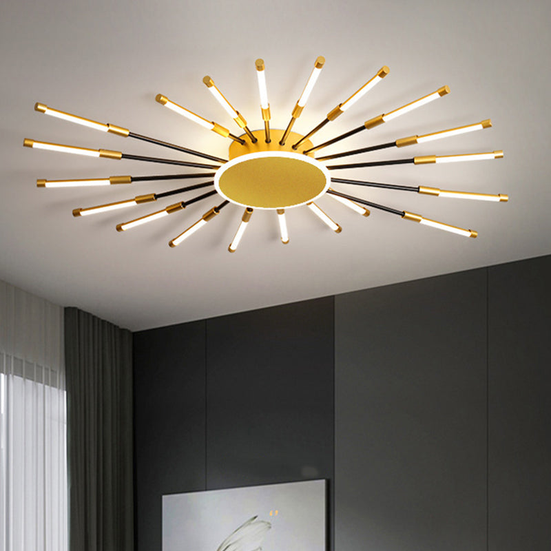 Minimalist Gold Sputnik Semi Mount Led Ceiling Lamp Warm/White Light 23.5/39 Width