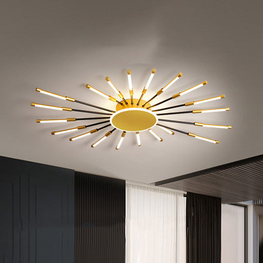 Minimalist Gold Sputnik Semi Mount Led Ceiling Lamp Warm/White Light 23.5/39 Width