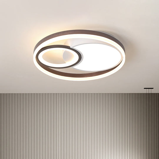 Modern Metallic LED Ceiling Light Fixture in Brown - Flush Mount