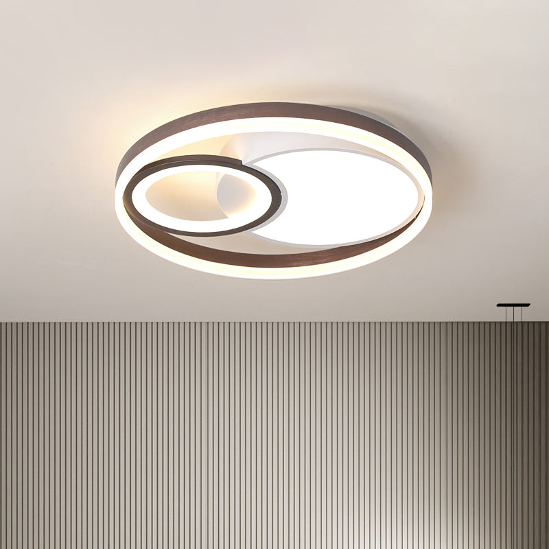 Modern Metallic Led Ceiling Light Fixture In Brown - Flush Mount