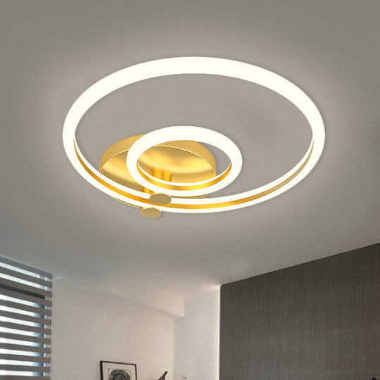 Minimalistic Metallic LED Gold Hoop Ceiling Mounted Fixture for Bedroom