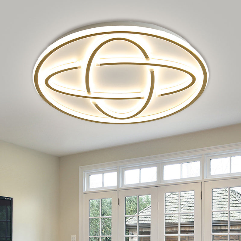 Modern Gold Metal Led Flush Mount Ceiling Light For Living Room