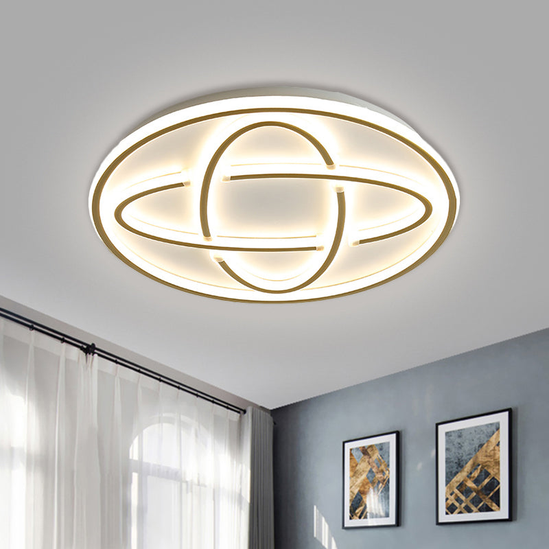 Modern Gold Metal LED Flush Mount Ceiling Light for Living Room