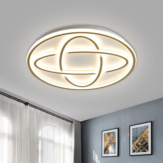 Modern Gold Metal Led Flush Mount Ceiling Light For Living Room