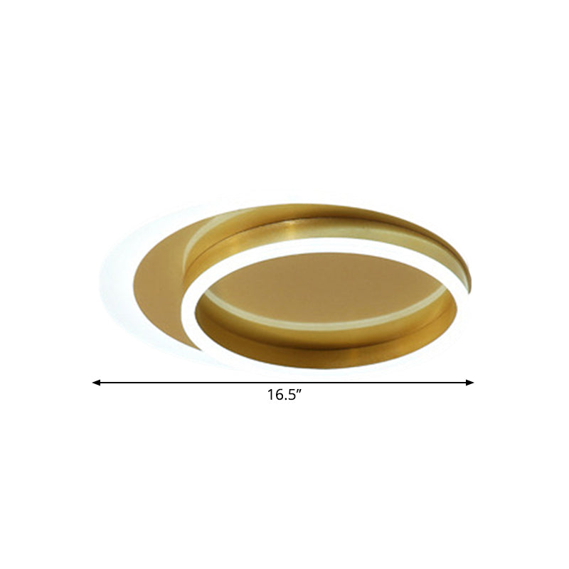 Gold LED Flush Mount Ceiling Fixture with Modernistic Metallic Round Design