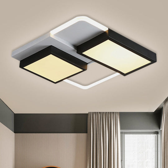 Modern Metallic Flush Mount LED Lamp: Black Close to Ceiling Lighting in Warm/White Light